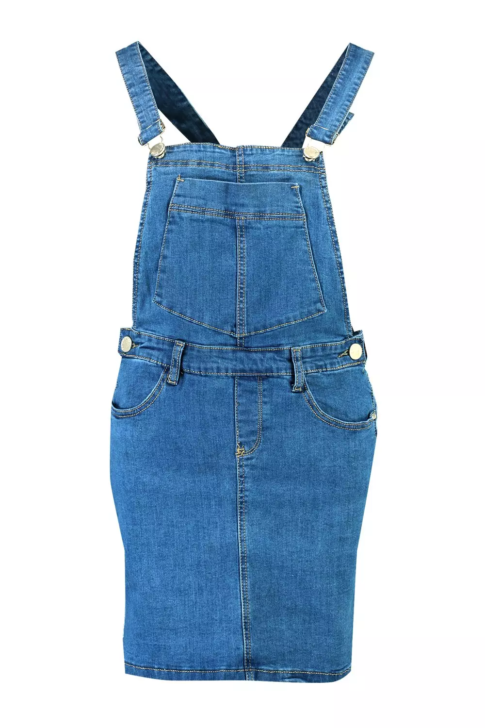 Stretch denim sales pinafore dress